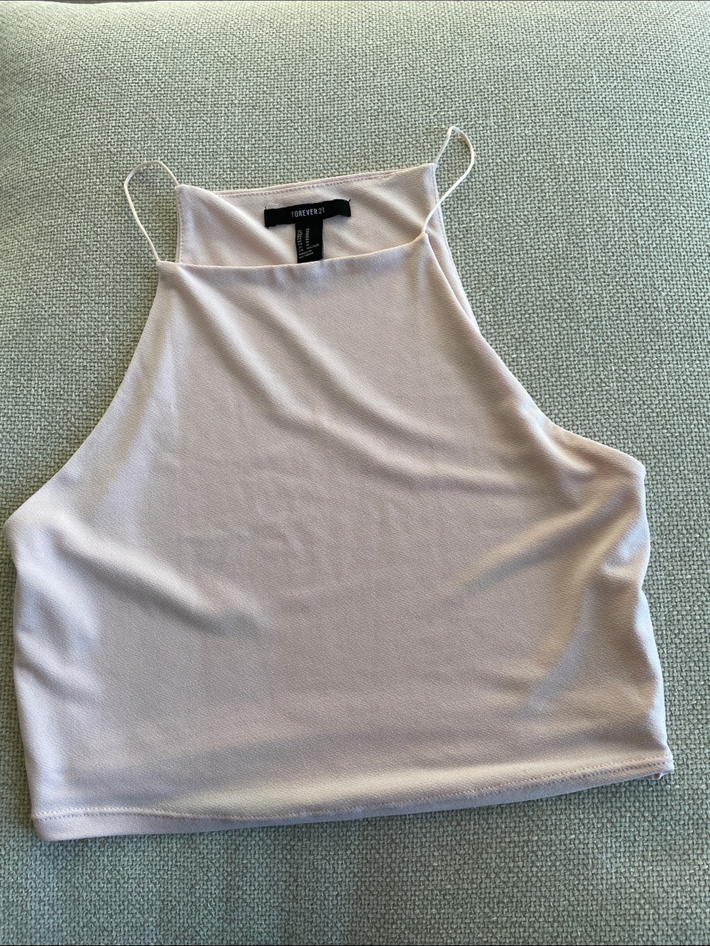 Forever 21 Light Pink High Neck Halter Crop Top Double Lining